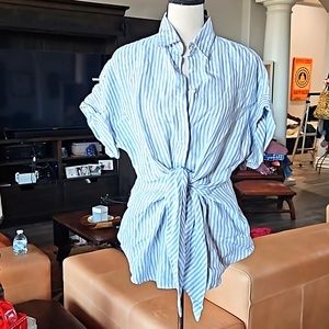 NWT LRL Linen Tie Waist Top